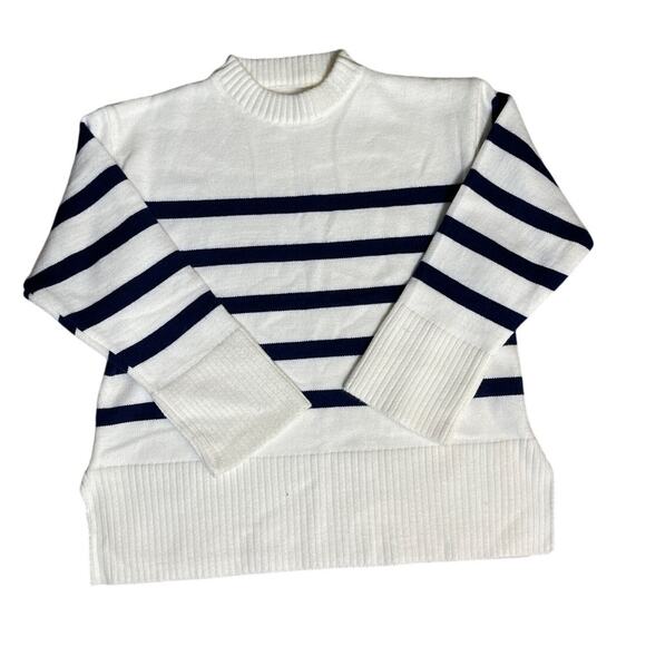 Nautical Striped Crewneck Boxed Cozy Stretchy Banded Sweater Size Medium - Picture 8 of 8